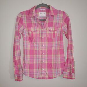 AEROPOSTALE Y2K PINK GREEN BLUE PLAID BUTTON DOWN SHIRT SIZE SMALL